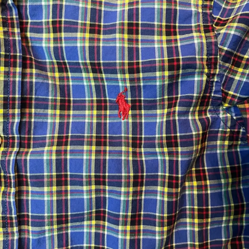 Ralph Lauren Boy’s 7 Blue, Red, And Yellow Plaid Long Sleeve Dress Shirt